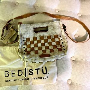 BED|STU Woven Tan and Cream Crossbody Bag